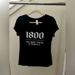 1800 Women cut V shaped neck brand new black TShirt Never Worn